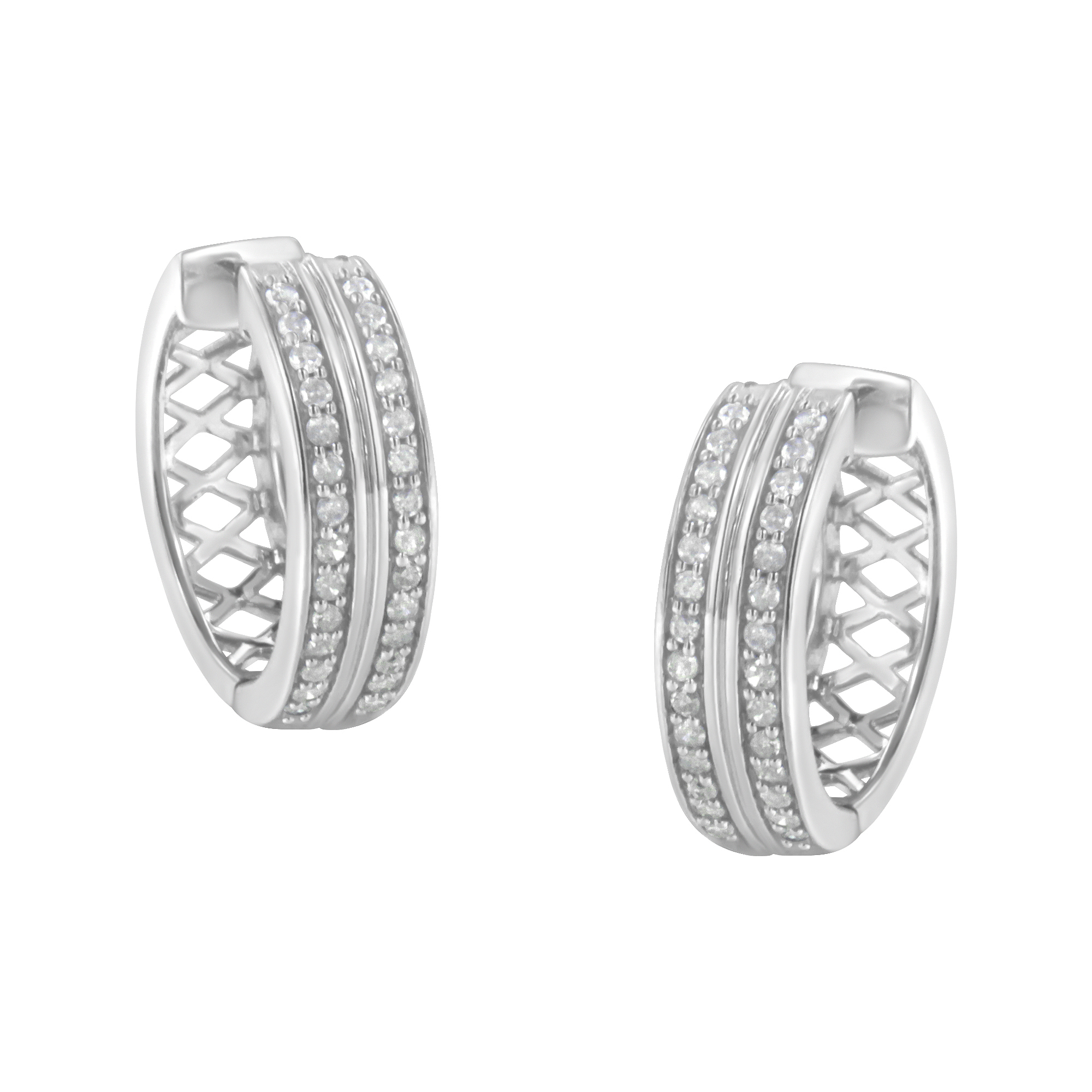 10k White Gold Diamond Hoop Earring 12 Cttw I-J Color I2-I3 Clarity 2120$
